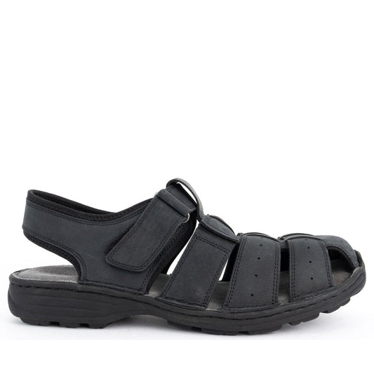 black casual part-open sandals