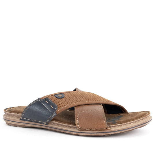 brown casual open slippers