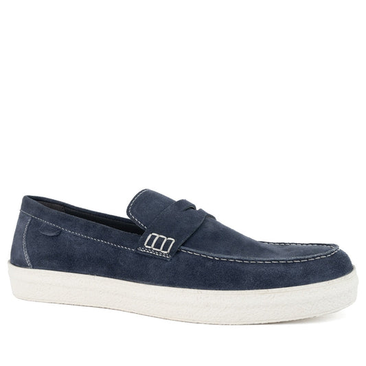 blue casual closed mocasins