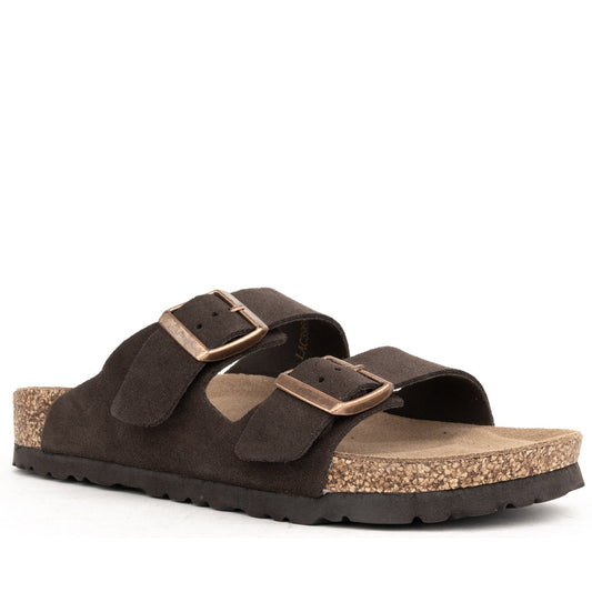 dark brown casual open slippers