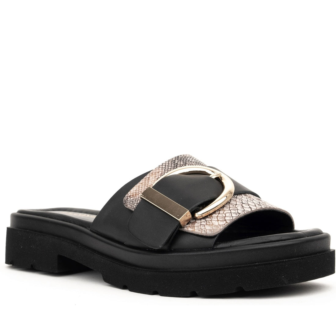 black casual open slippers