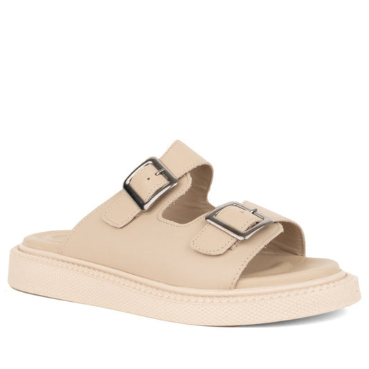 beige casual open slippers