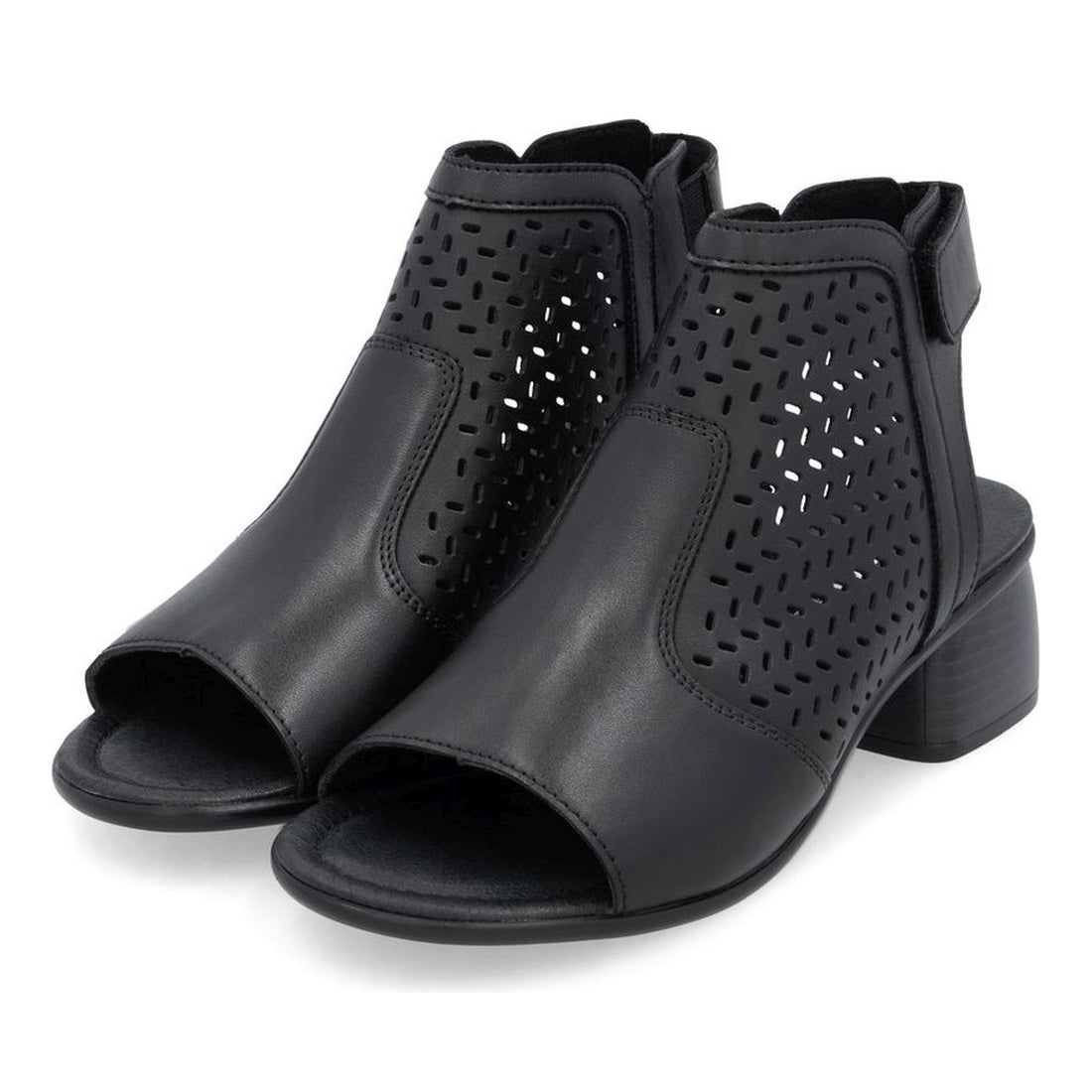 black part-open sandals