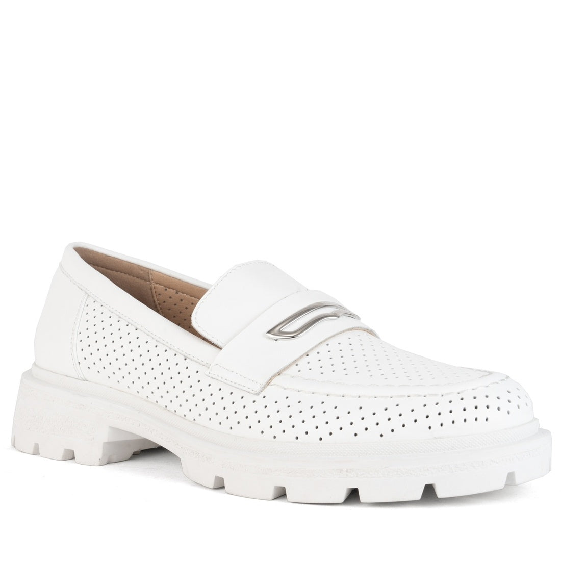 white elegant closed loafers
