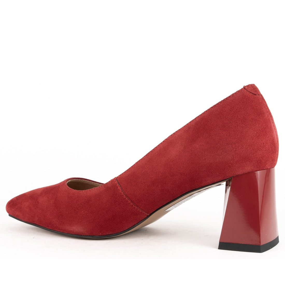 red elegant closed pumps