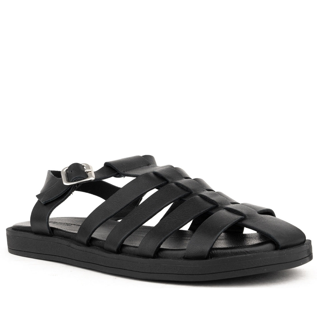 black casual part-open sandals