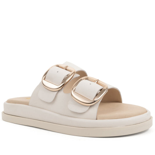 white casual open slippers