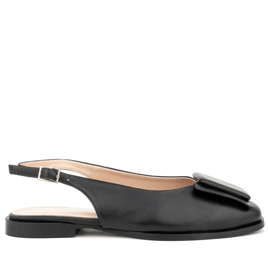 black casual part-open ballerinas