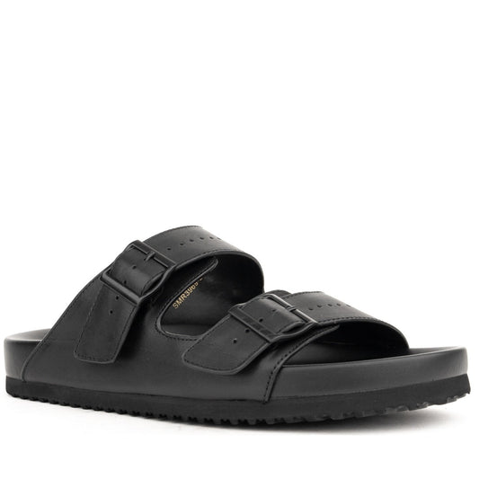 black casual open slippers