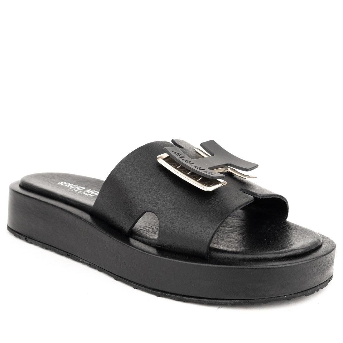 black casual open slippers