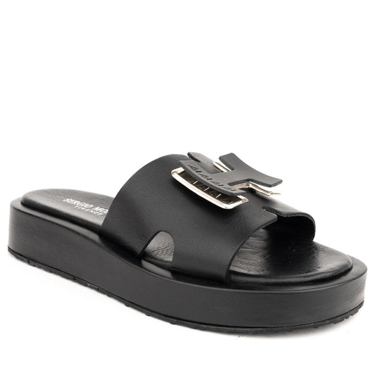 black casual open slippers