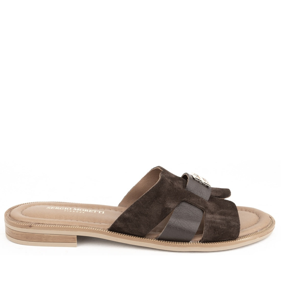 brown casual open slippers