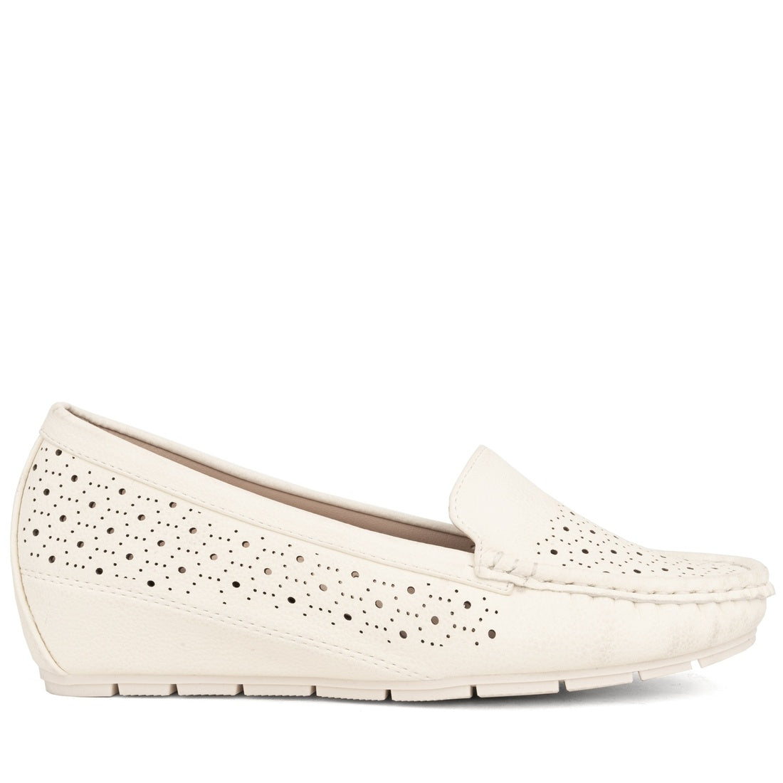 white closed mocassins