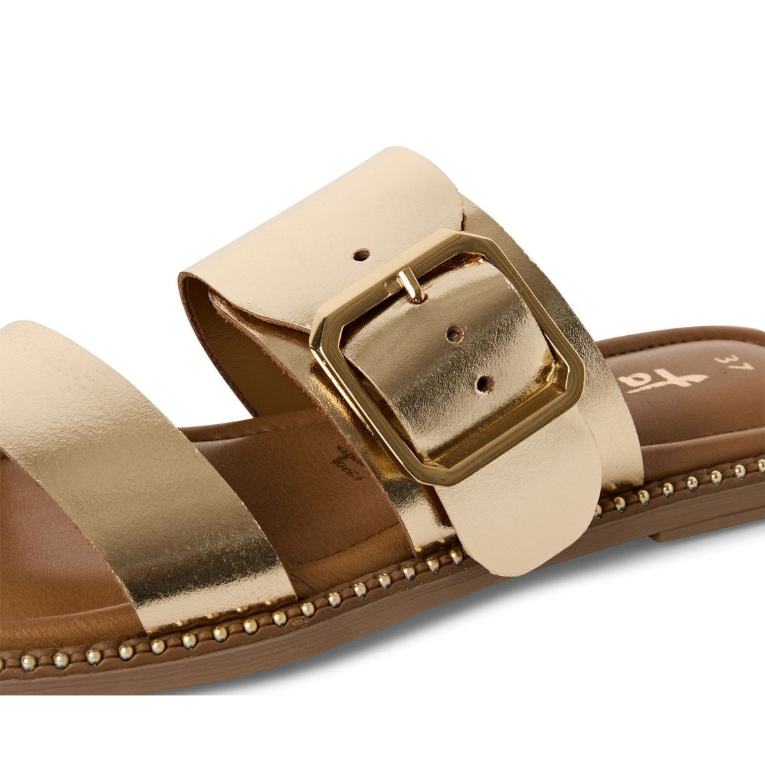 beige casual open mule flat