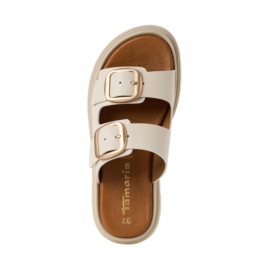 wedge/plat mule beige