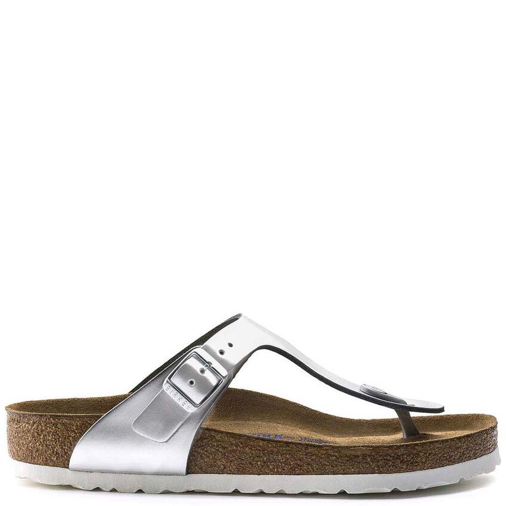 Birkenstock Womens Gizeh Bs Silver Slippers 1003675 | Vilbury London