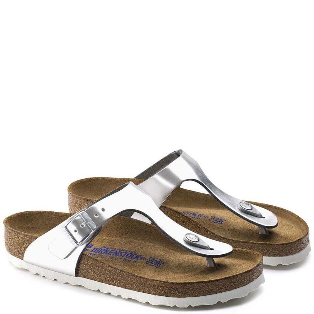 Birkenstock Womens Gizeh Bs Silver Slippers 1003675 | Vilbury London