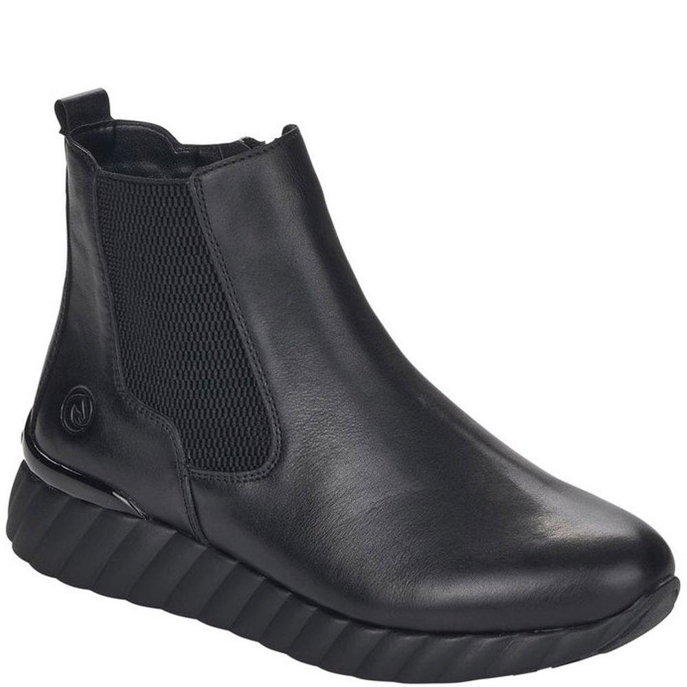 Remonte Womens Black Casual Leather Booties D5979-01 | Vilbury London