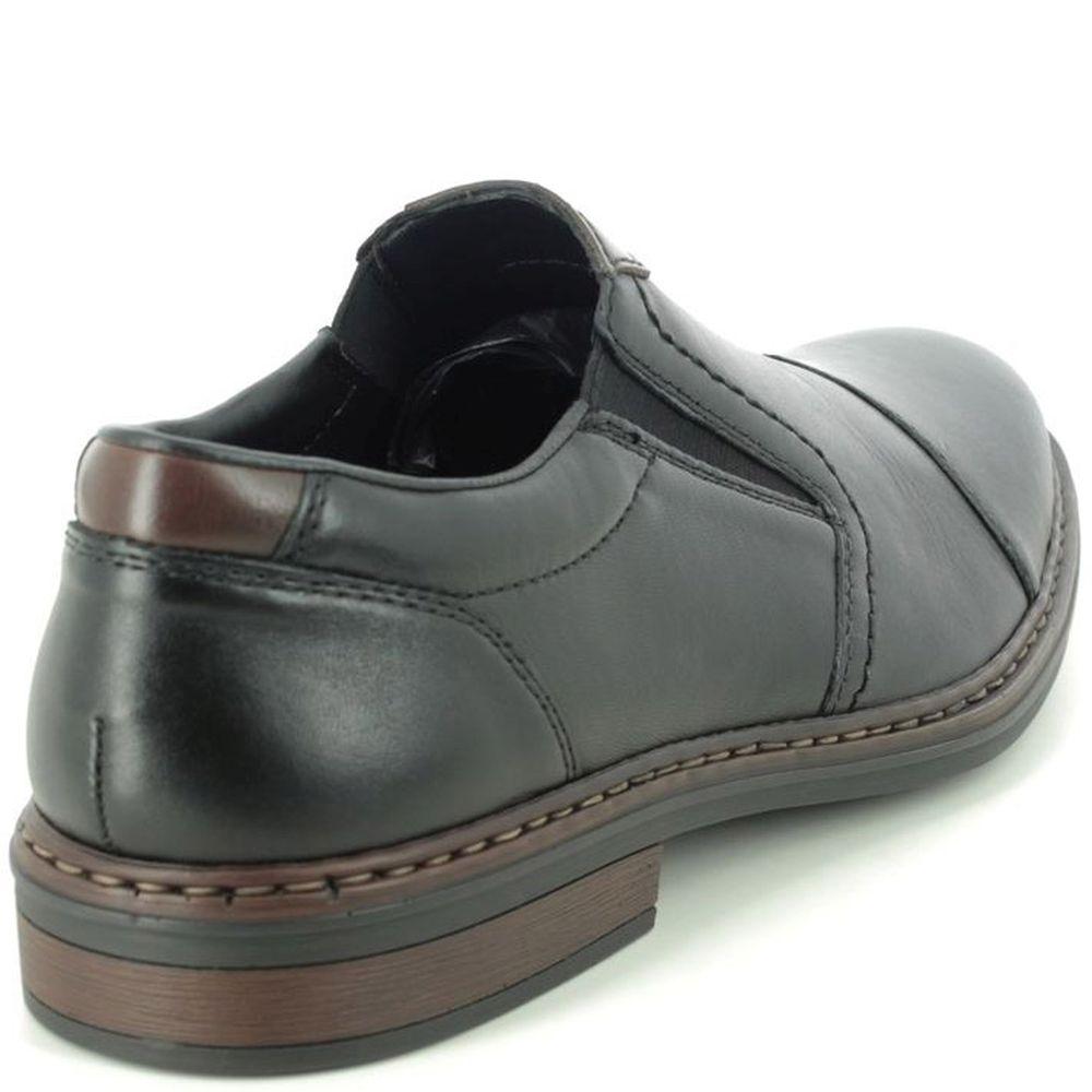 Rieker Mens Black Casual Leather Flats 17659-00 | Vilbury London