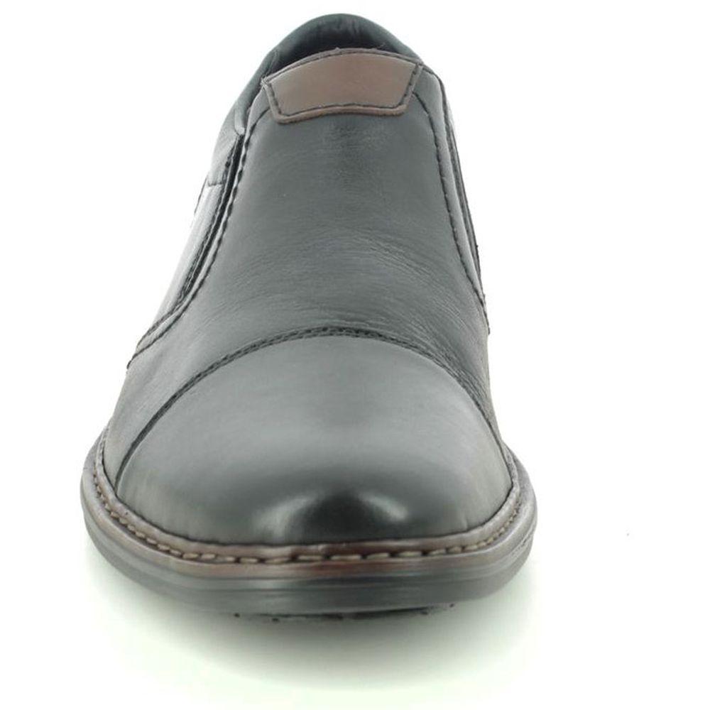 Rieker Mens Black Casual Leather Flats 17659-00 | Vilbury London