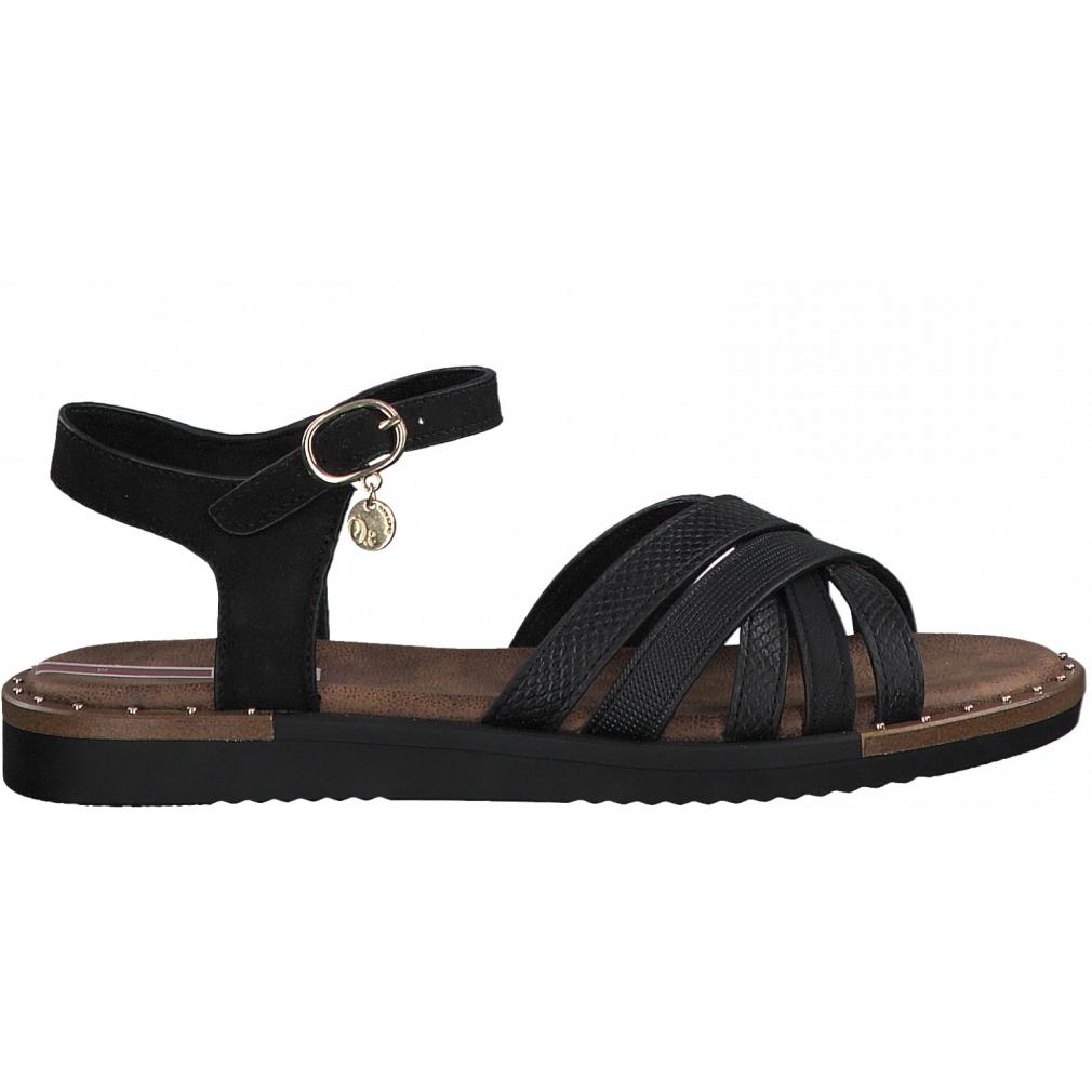 S.Oliver Womens Black Casual Flat Sandals 5-28108-001 | Vilbury London