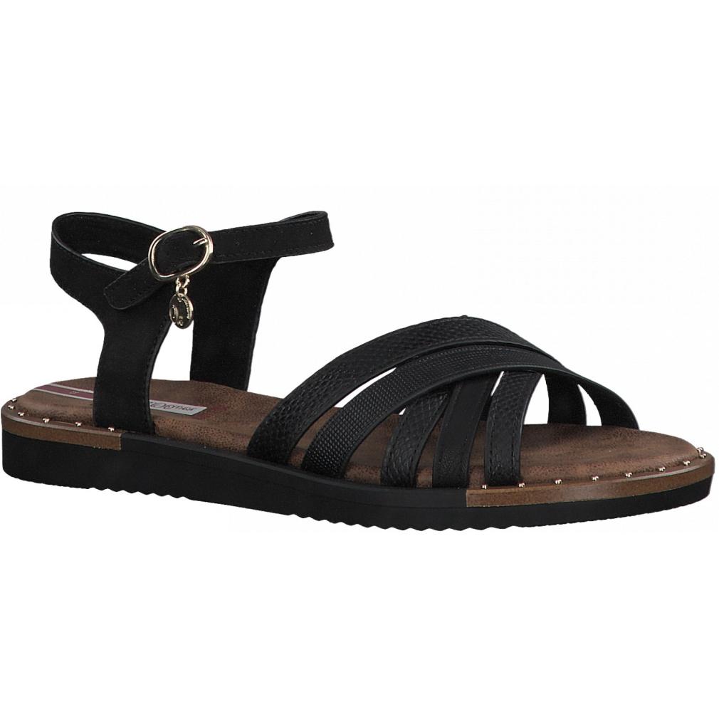 S.Oliver Womens Black Casual Flat Sandals 5-28108-001 | Vilbury London