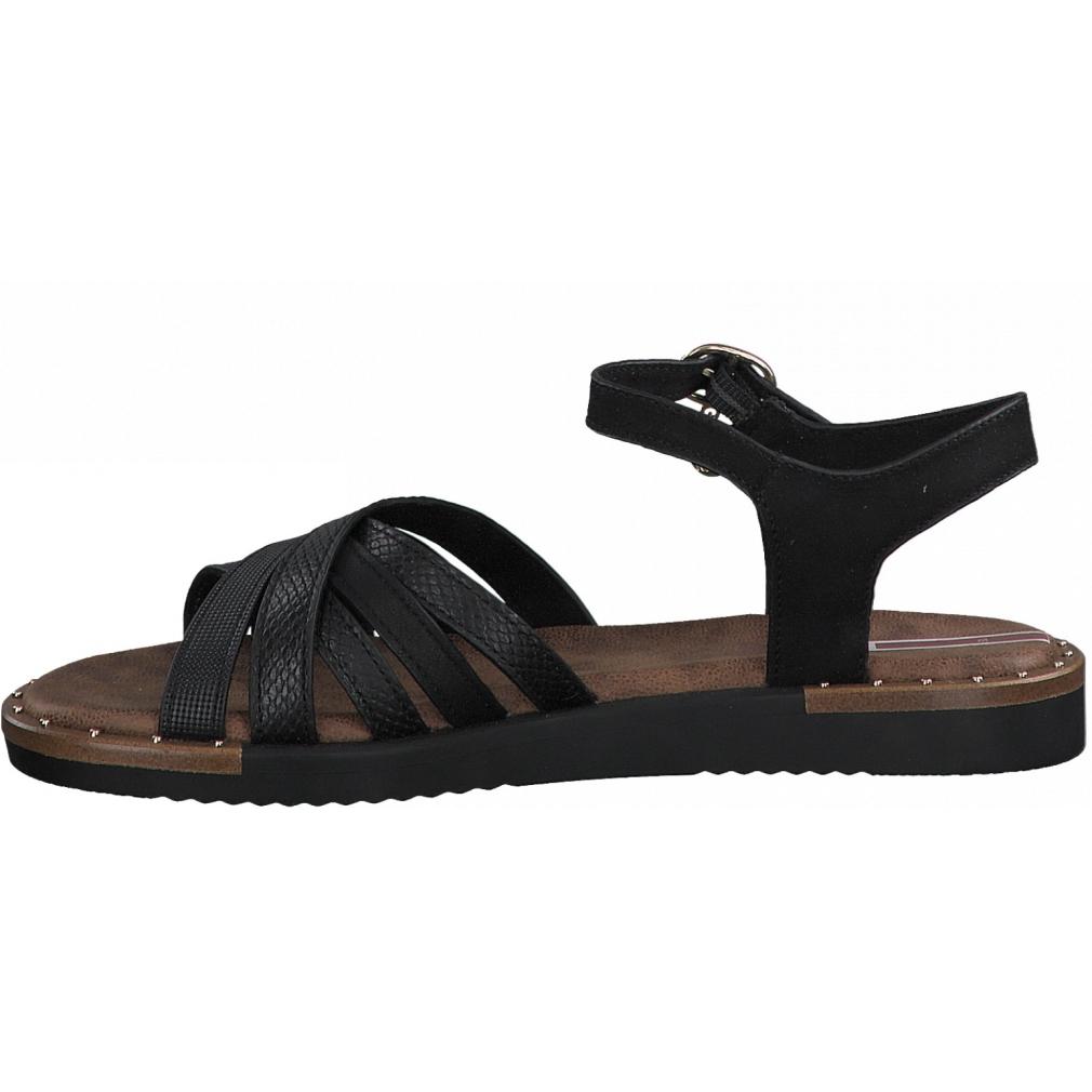 S.Oliver Womens Black Casual Flat Sandals 5-28108-001 | Vilbury London