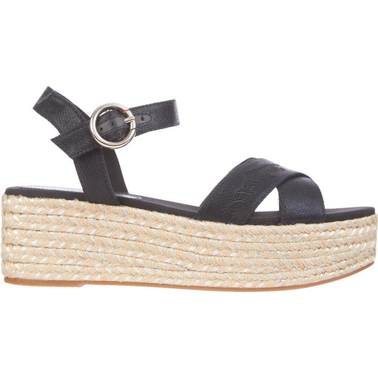 Tommy Hilfiger Womens Th Signature Flatform Sandal Black Flats Fw0Fw05617Bds | Vilbury London