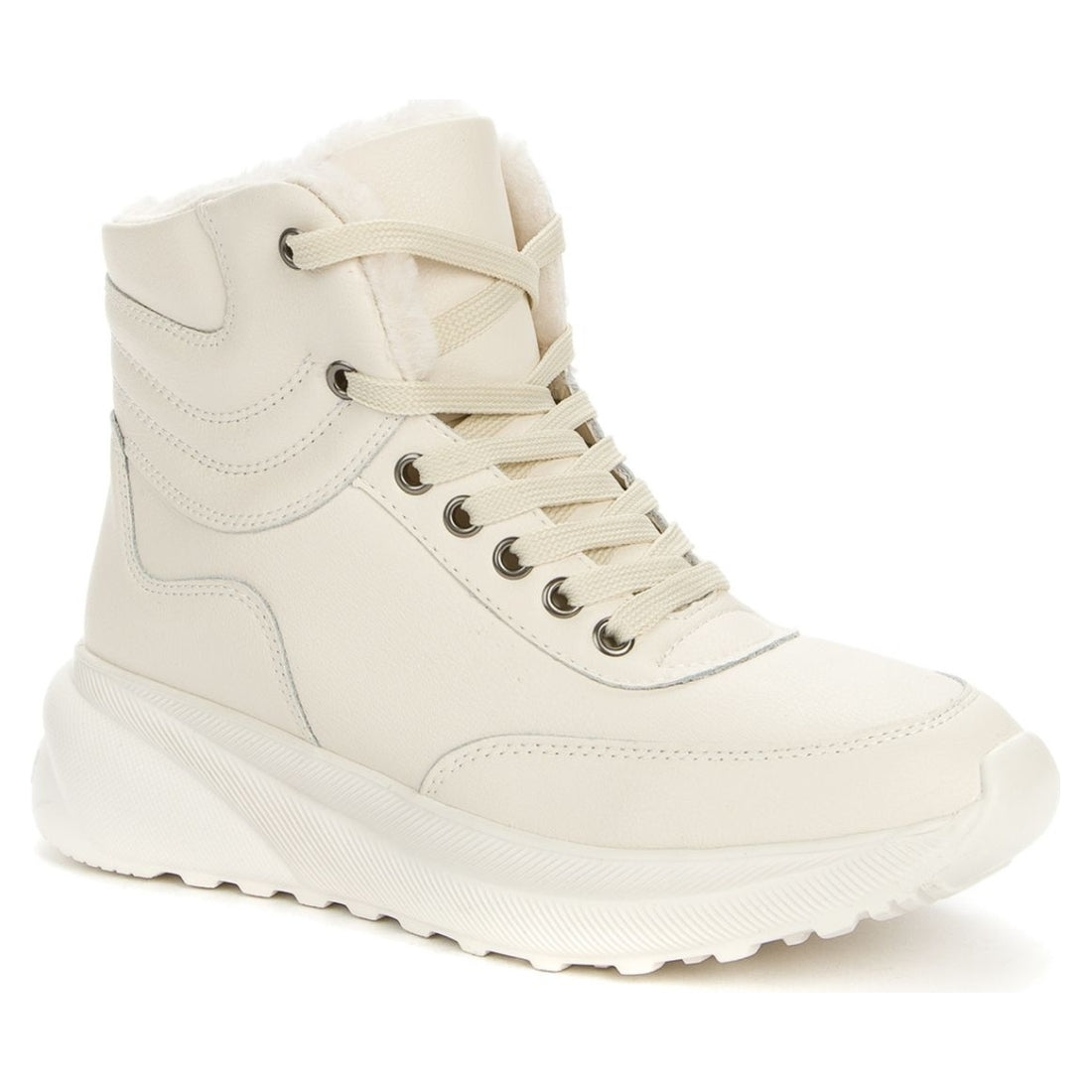 Grunberg womens white warm boots | Vilbury London