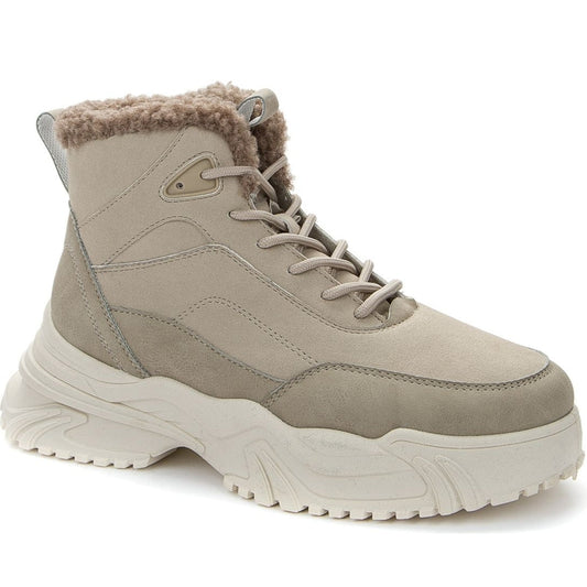 Crosby womens beige warm boots | Vilbury London