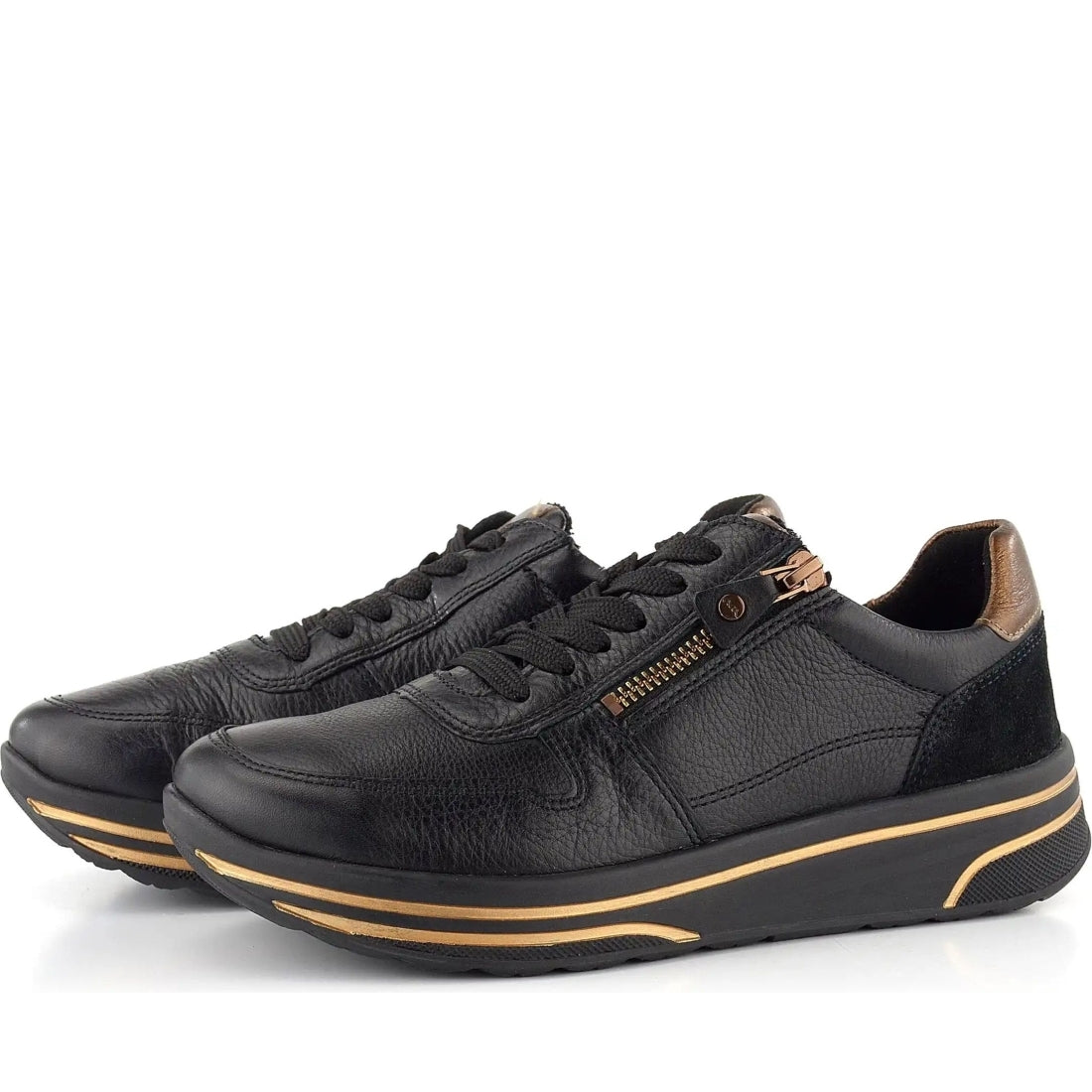 Ara womens black sapporo leisure trainers | Vilbury London