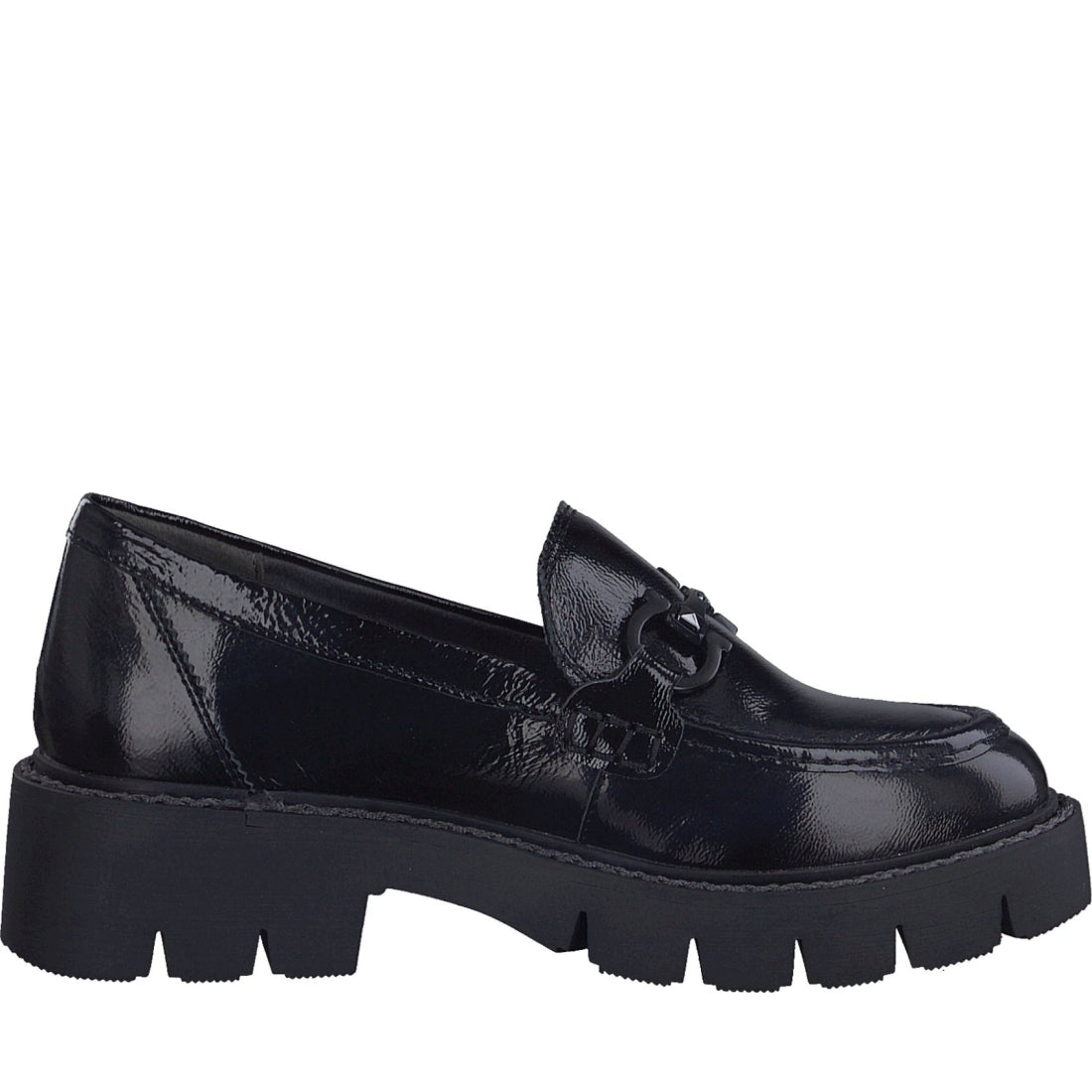 Caprice womens black naplak casual closed loafers | Vilbury London