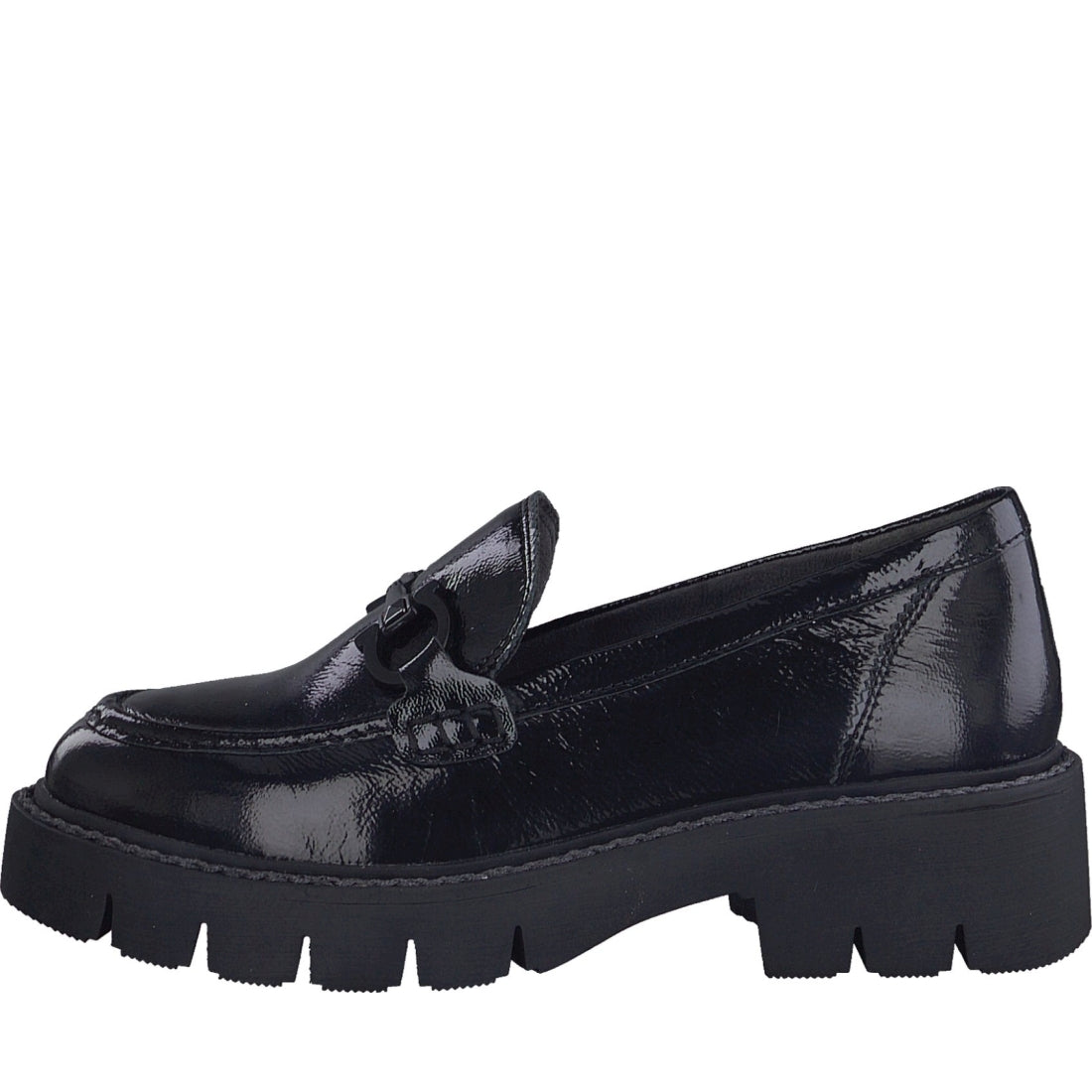 Caprice womens black naplak casual closed loafers | Vilbury London