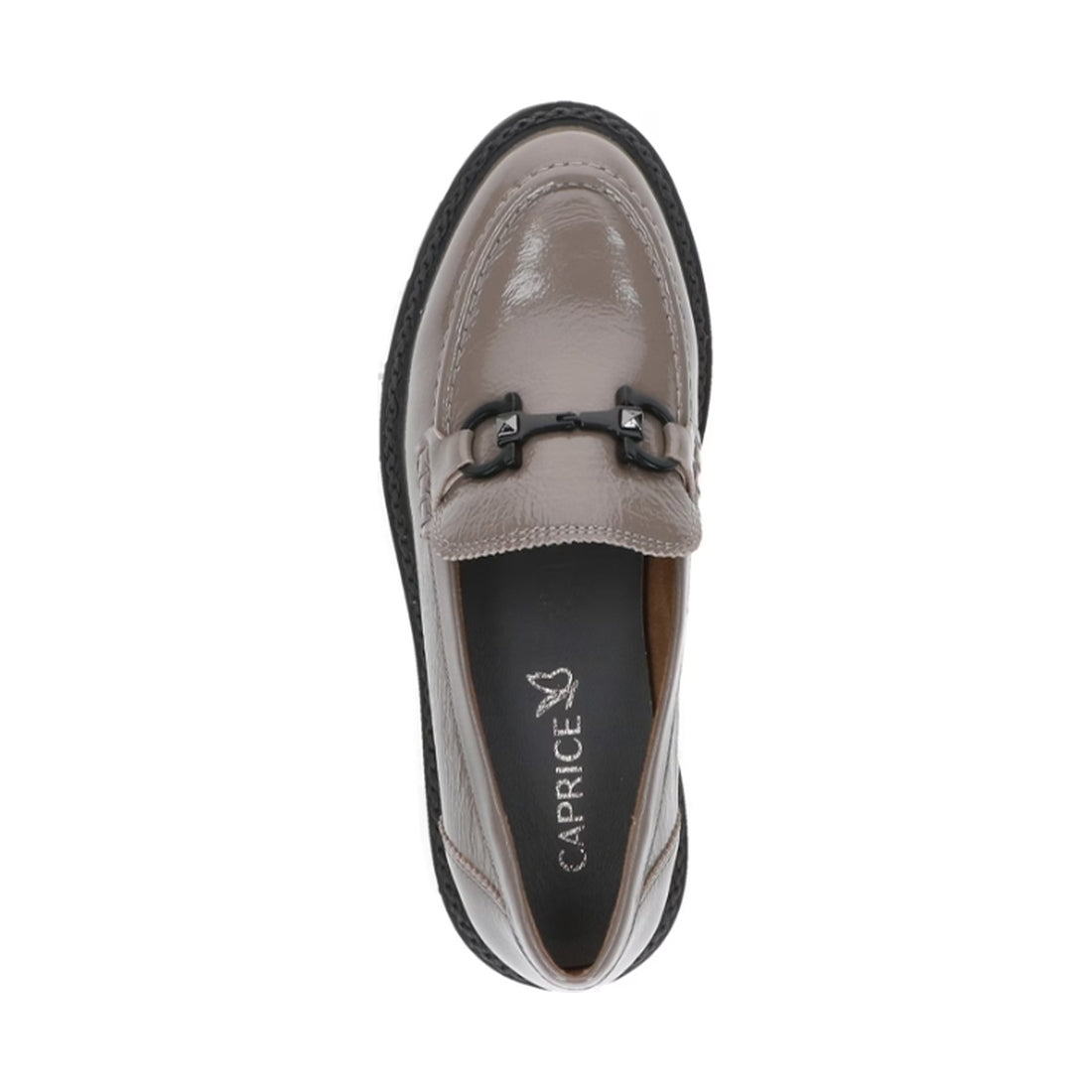 Caprice womens taupe naplak casual closed loafers | Vilbury London