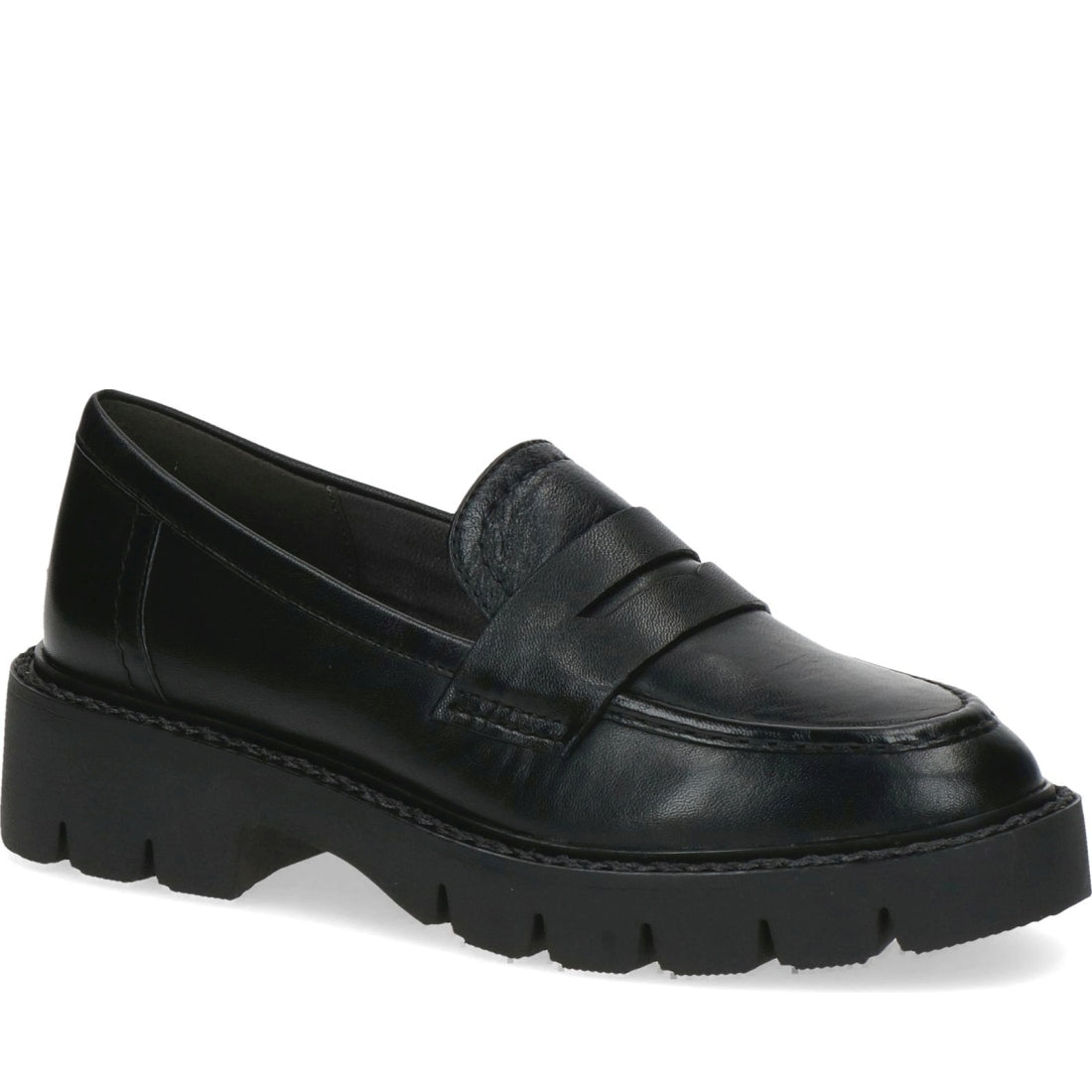 Caprice womens black nappa casual closed loafers | Vilbury London