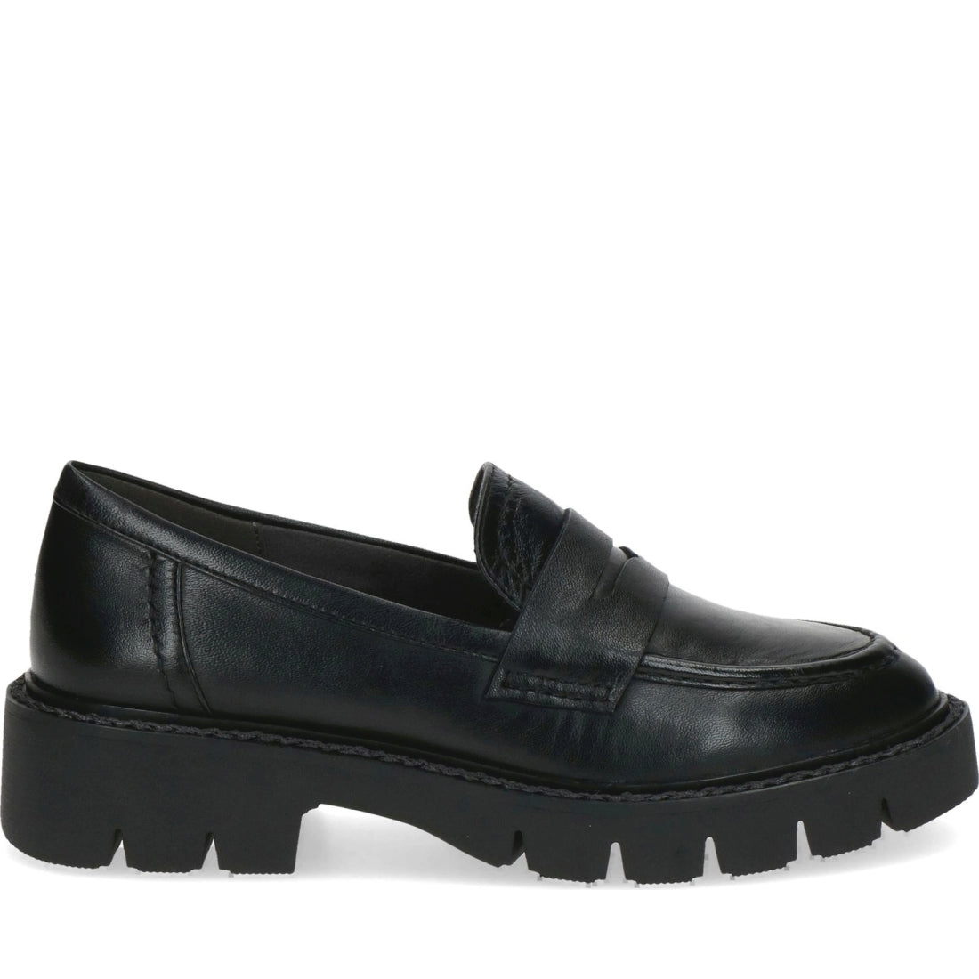 Caprice womens black nappa casual closed loafers | Vilbury London