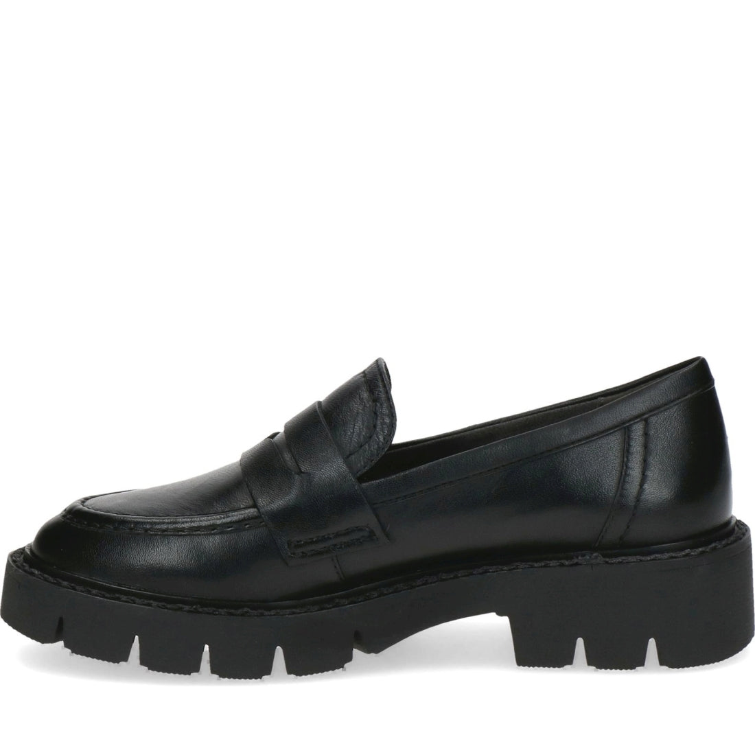 Caprice womens black nappa casual closed loafers | Vilbury London