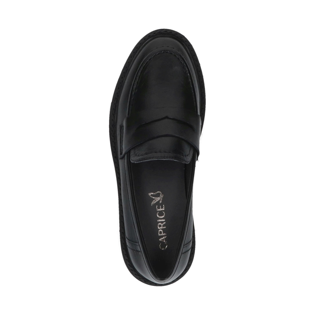 Caprice womens black nappa casual closed loafers | Vilbury London