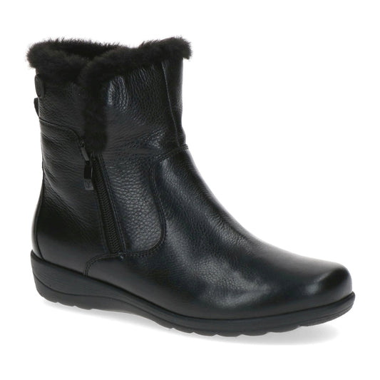 Caprice womens black nappa casual closed booties | Vilbury London