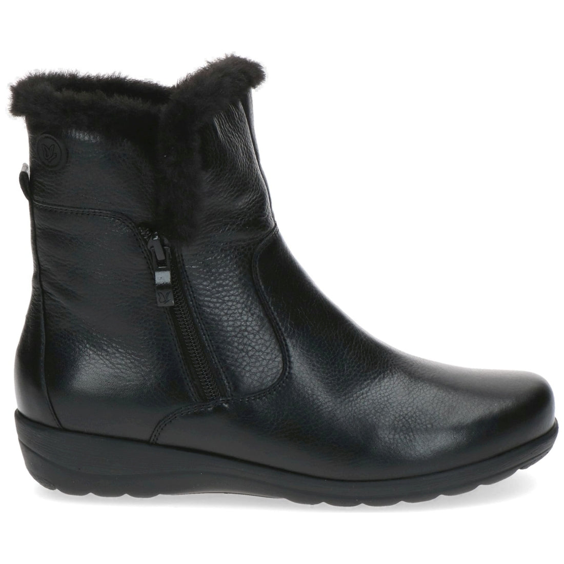 Caprice womens black nappa casual closed booties | Vilbury London