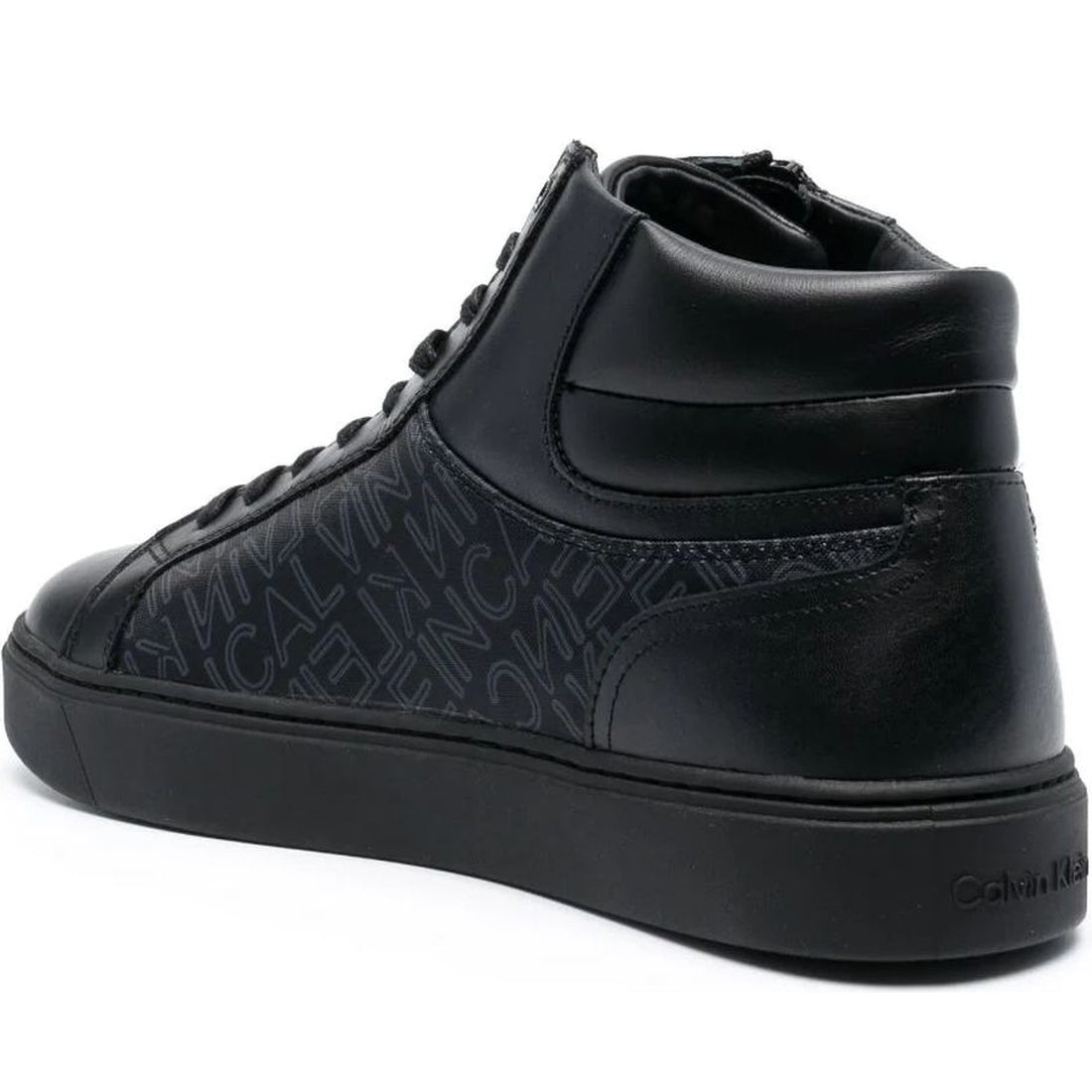 Calvin Klein mens outline mono black high top lace up mono booties | Vilbury London