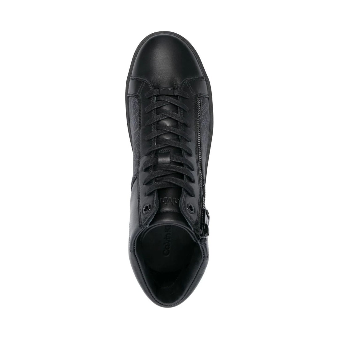 Calvin Klein mens outline mono black high top lace up mono booties | Vilbury London