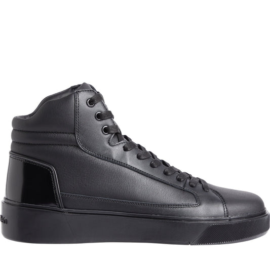 Calvin Klein mens triple black high top lace up booties | Vilbury London