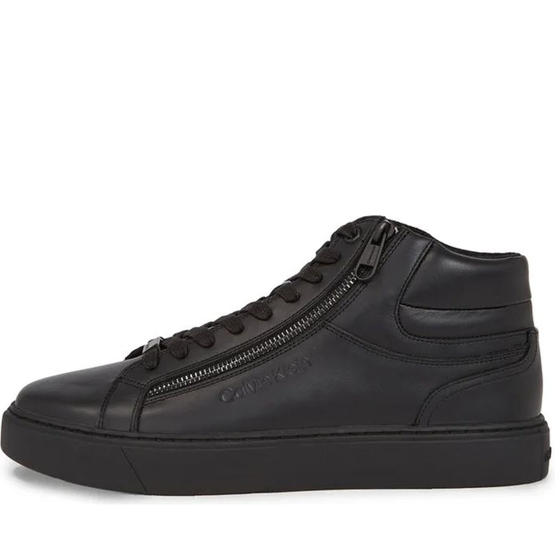 Calvin Klein mens triple black high top lace up booties | Vilbury London