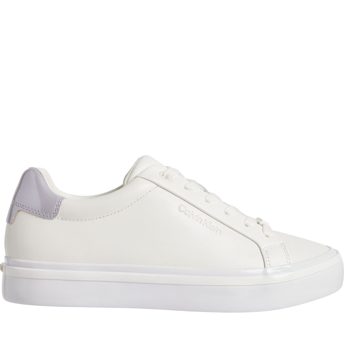 Calvin Klein womens marshmallow, lilac vulc lace up sport shoe | Vilbury London