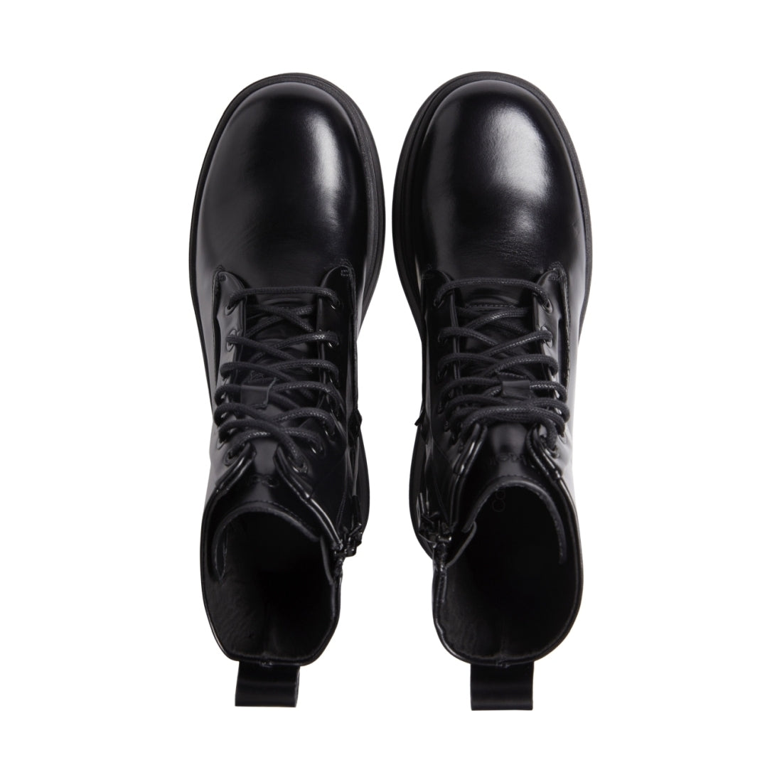 Calvin Klein womens black pitched combat boot | Vilbury London