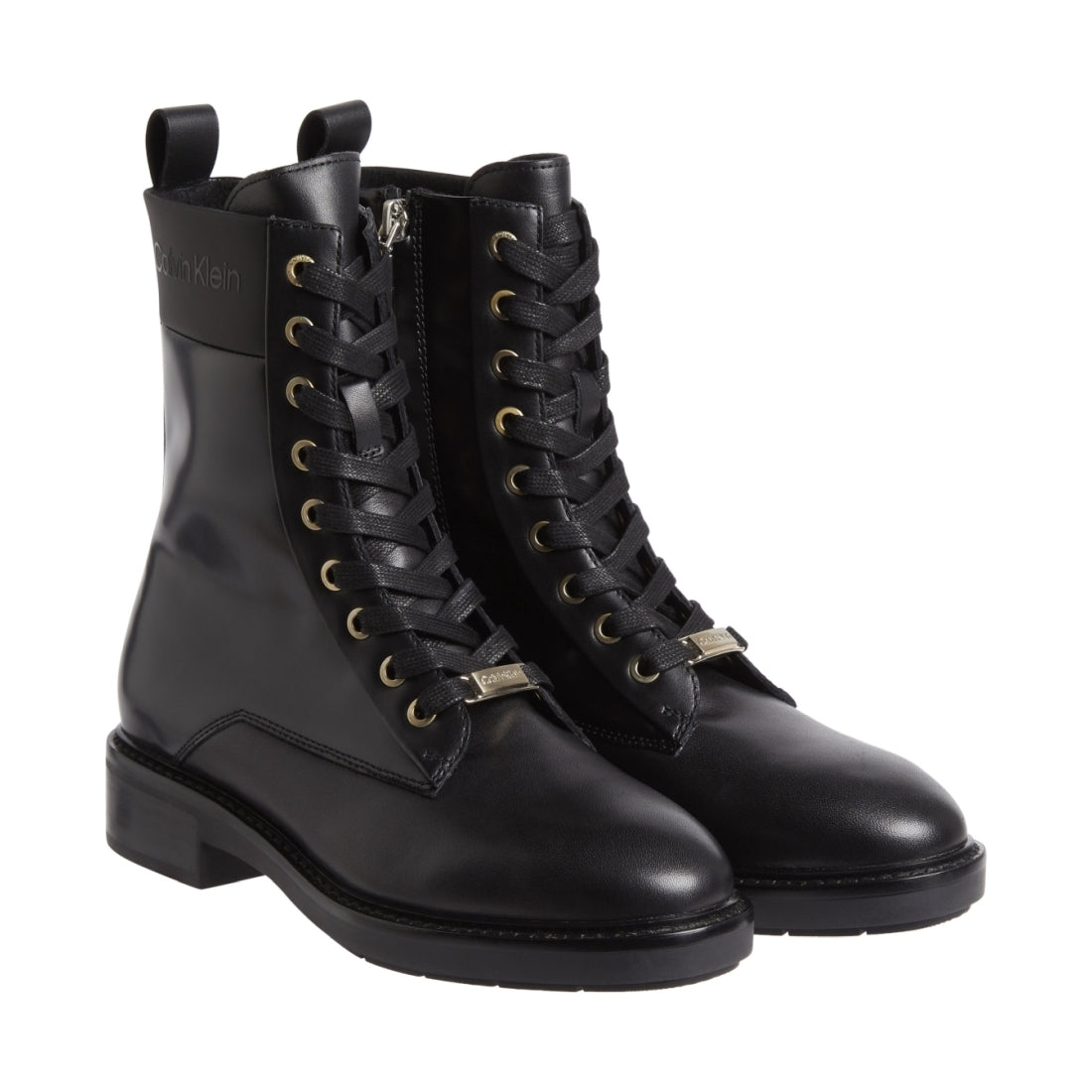 Calvin Klein womens black sole combat boot wl | Vilbury London