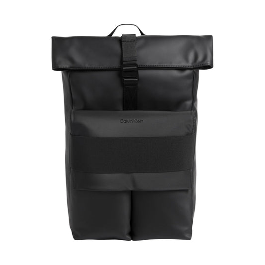 Calvin Klein mens black tech rolltop plus backpack | Vilbury London