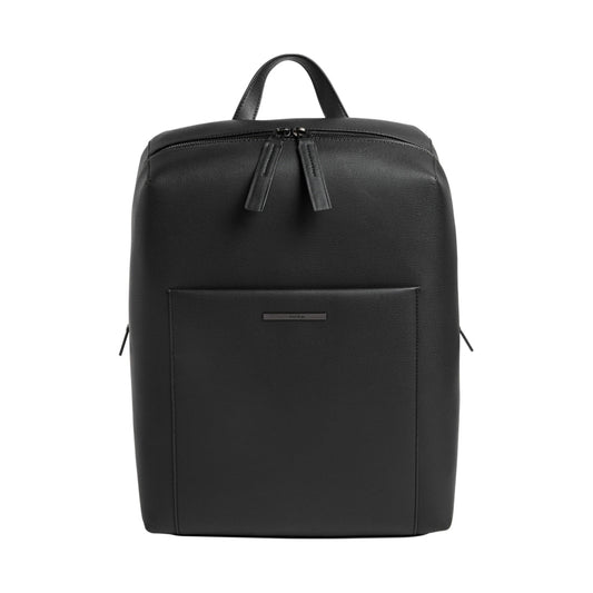 Calvin Klein mens black modern metal squared backpack | Vilbury London