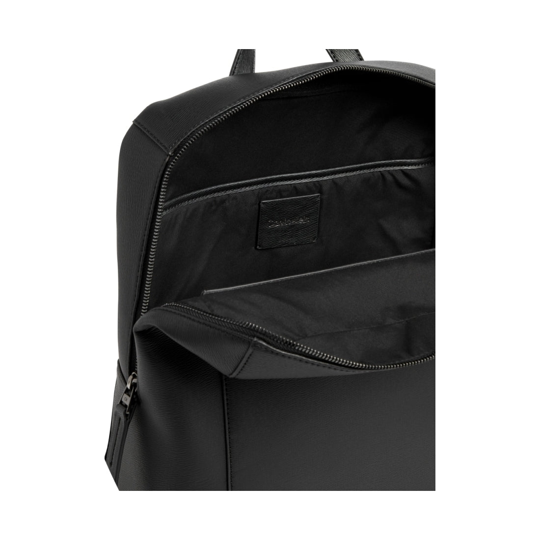 Calvin Klein mens black modern metal squared backpack | Vilbury London